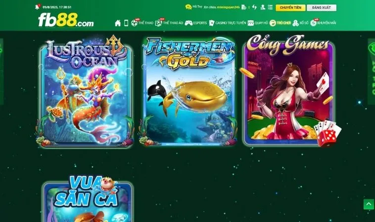 Đa dạng các trò chơi bắn cá để trải nghiệm tại nhà cái FB88