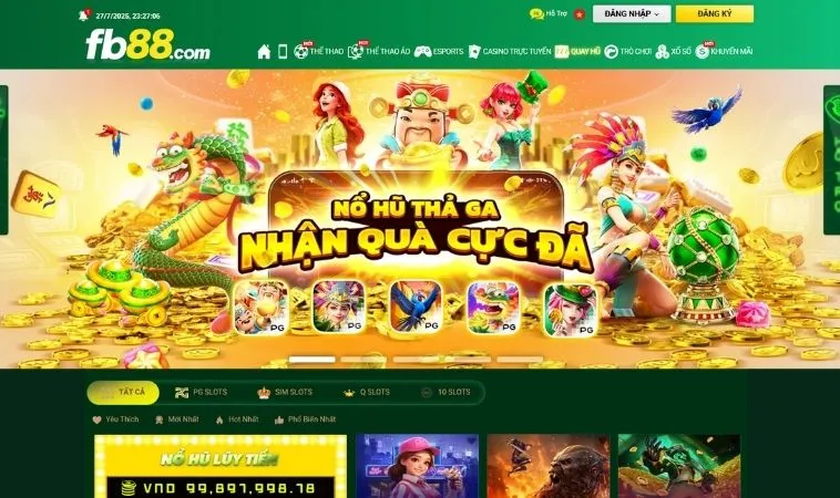 Giao diện sảnh chơi nổ hũ tại nhà cái FB88