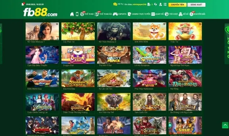 Kho trò chơi đa dạng phong phú tại nhà cái FB88