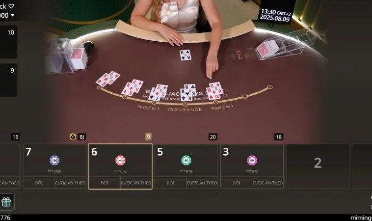 Bàn chơi Blackjack tại FB88