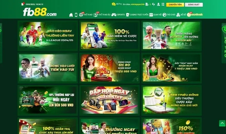 Vô vàn các chương trình khuyến mãi FB88 hấp đẫn tặng hội viên nhà cái